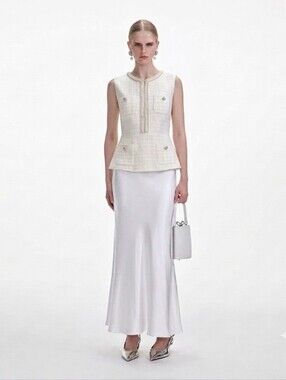NWOT SELF-PORTRAIT CREAM BOUCLE MIDI DRESS (NO BELT)